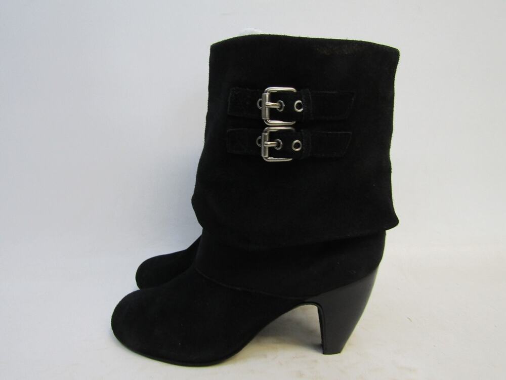 BP Womens Size 7.5 M Black Suede Buckle High Ankle Fashion Boots